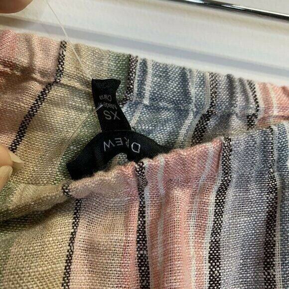 Drew Strapless Jumpsuit Split Hem Striped Linen Blend SZ xs NWT rainbow - Picture 10 of 11